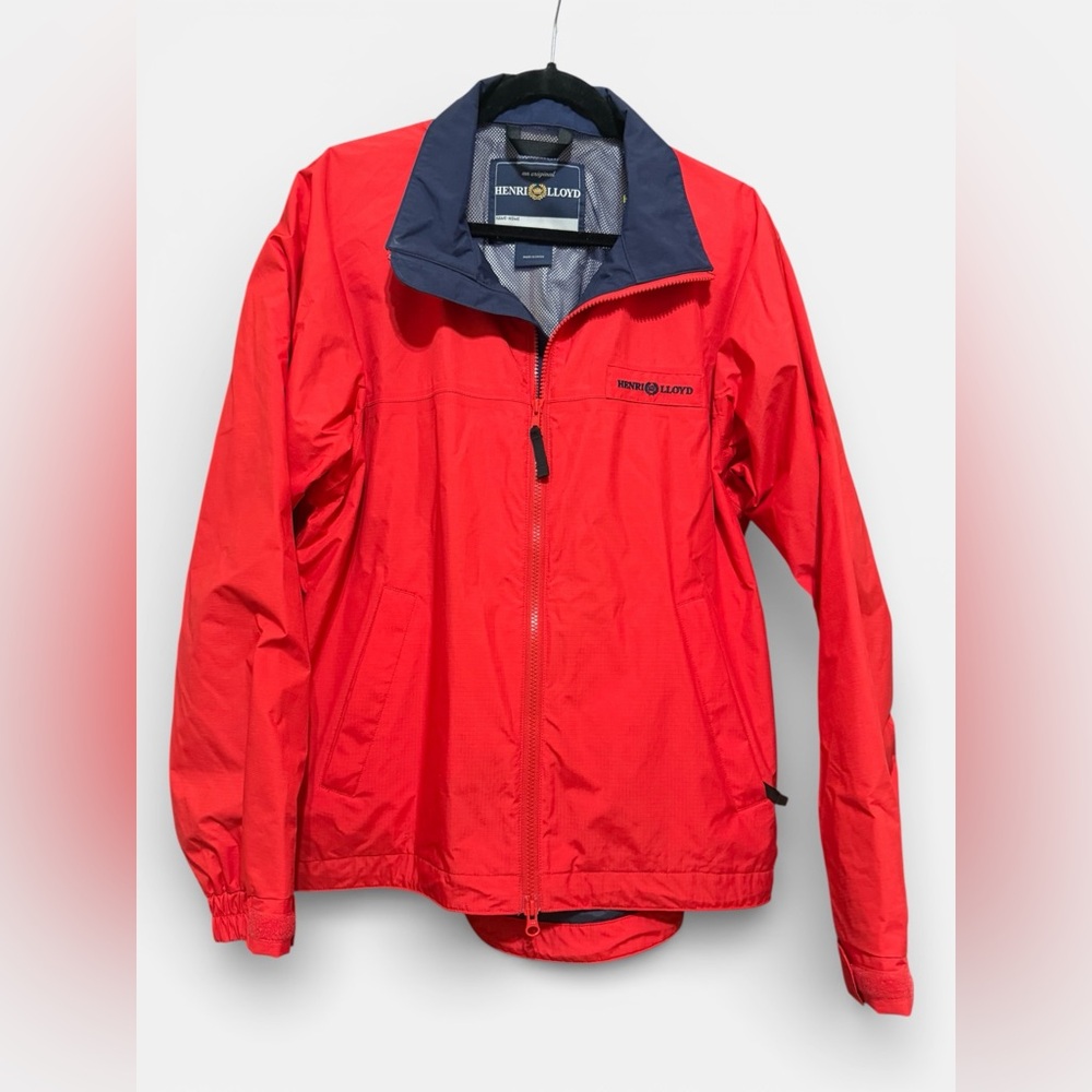 Henri Lloyd Red Sailing Windbreaker Jacket with Navy Trim- Nautical - Picture 2 of 7
